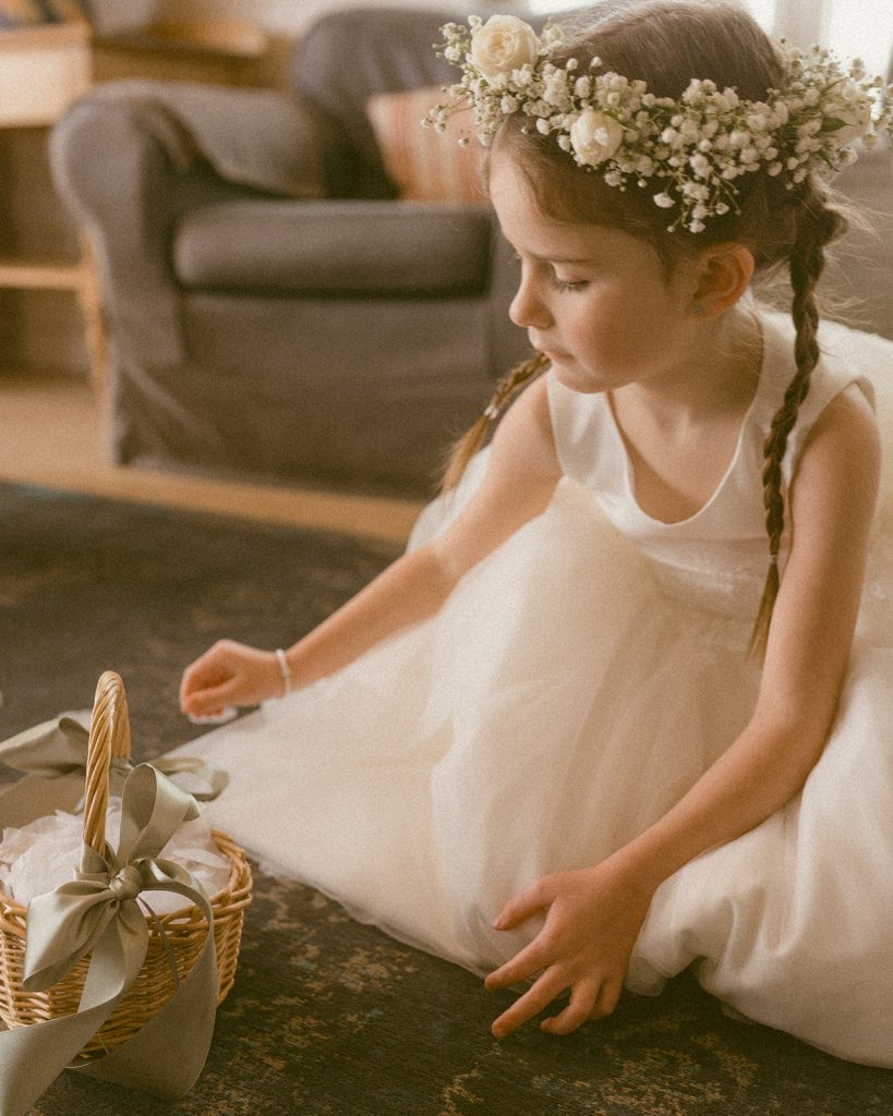 rose & gypsophlia wedding at The Cow Shed