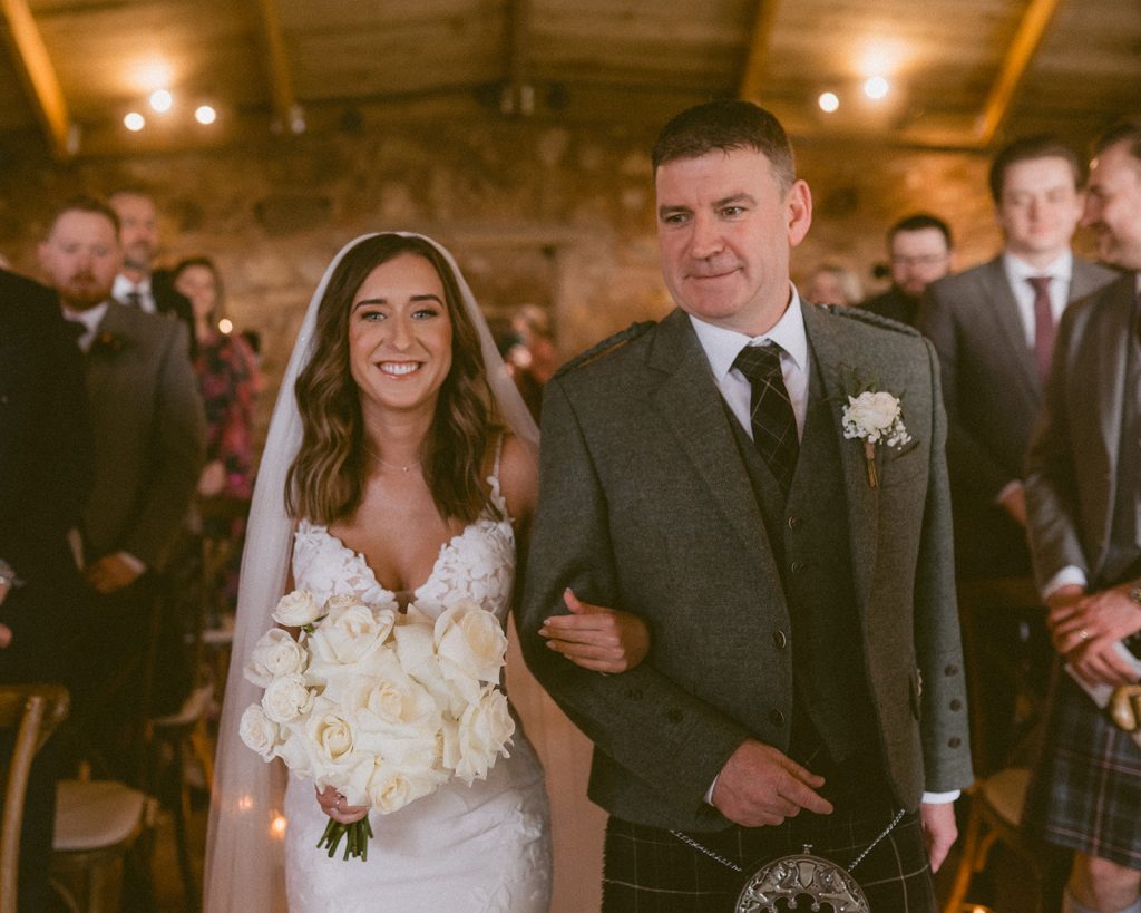 rose & gypsophlia wedding at The Cow Shed