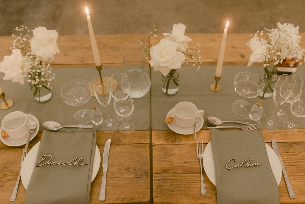 rose & gypsophlia wedding at The Cow Shed