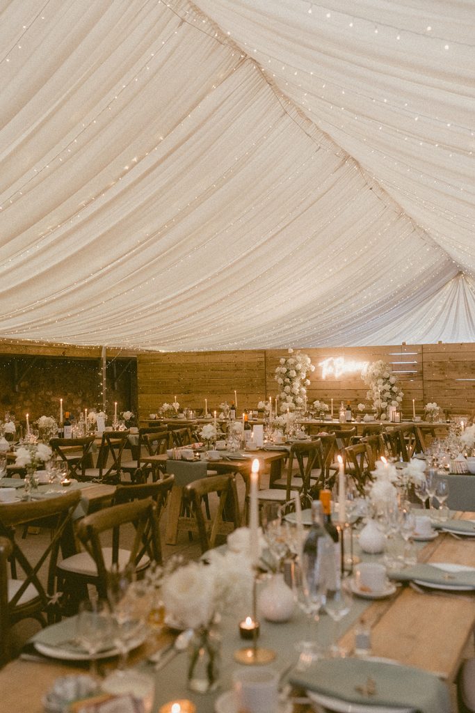 rose & gypsophlia wedding at The Cow Shed