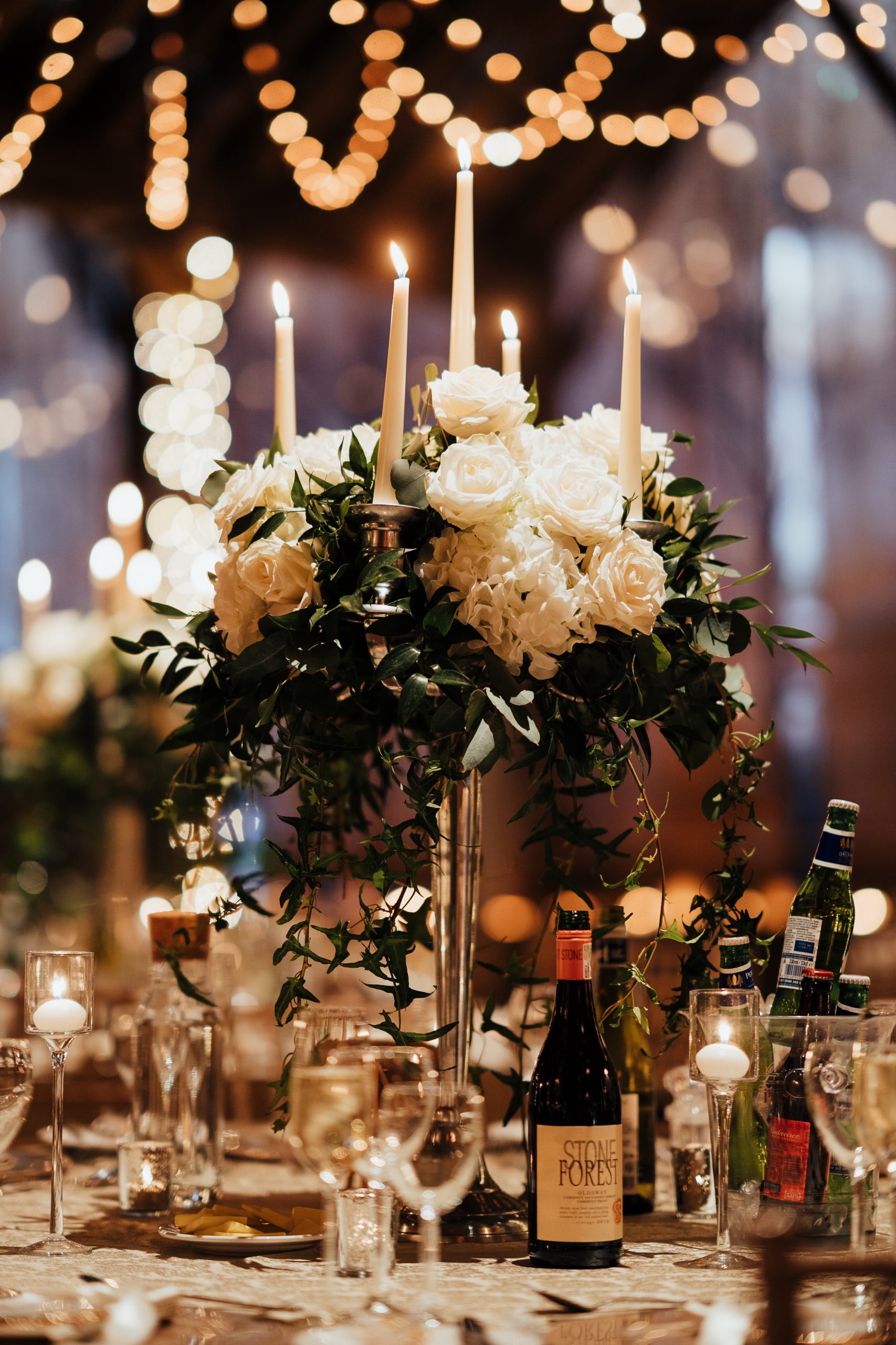 KAKB2022-365 Inspiration- Candelabra centrepiece upon guest table at Kinkell Byre