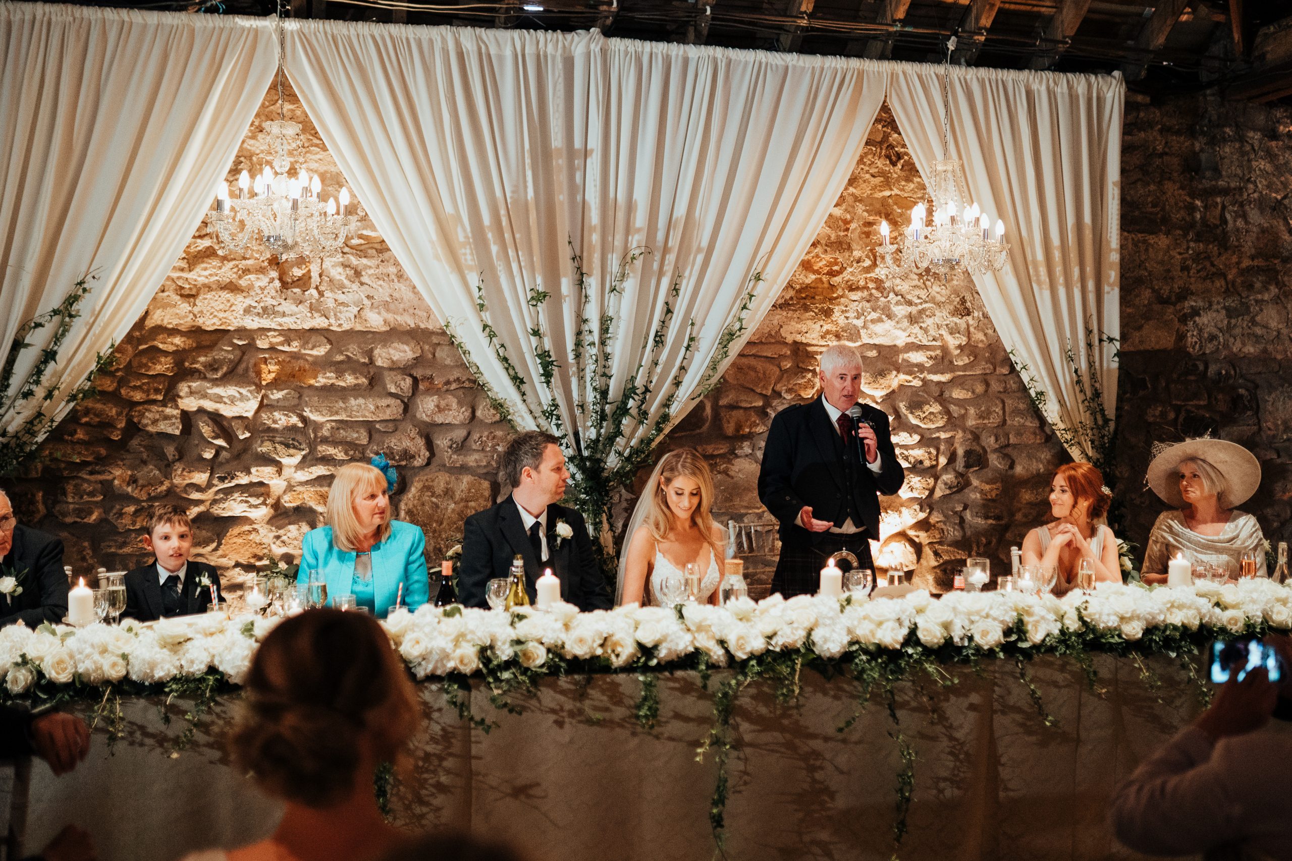KAKB2022-399 Inspiration- Top Table dressed with a floral runner at Kinkell Byre