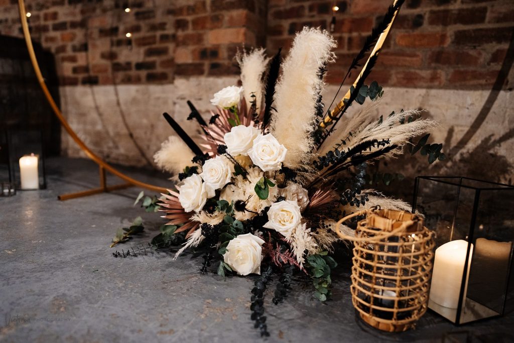 Dried flower wedding at Kinkell Byre