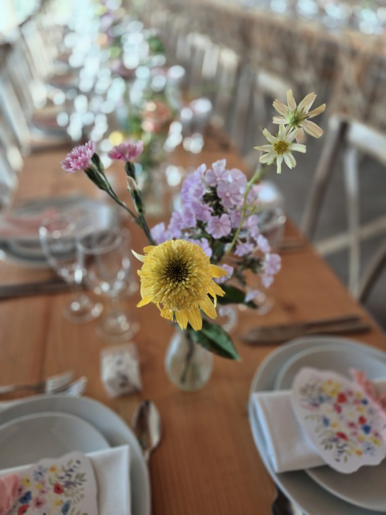 bud vase of flowers for wedding