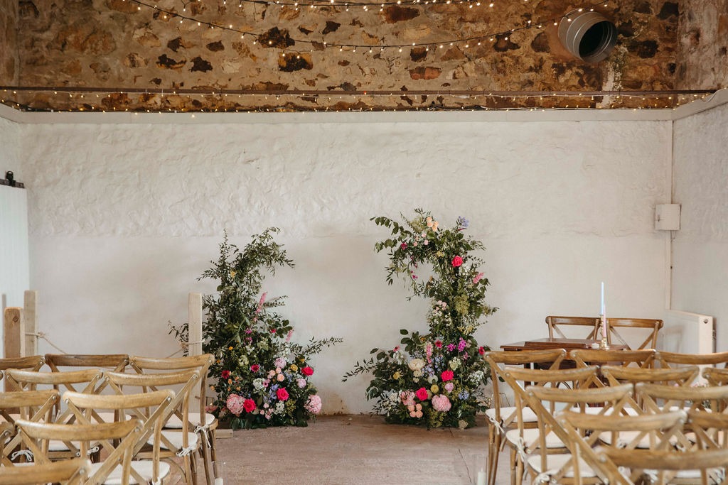 Ceremony Inspiration - Floral Columns at the Cow Shed Crail