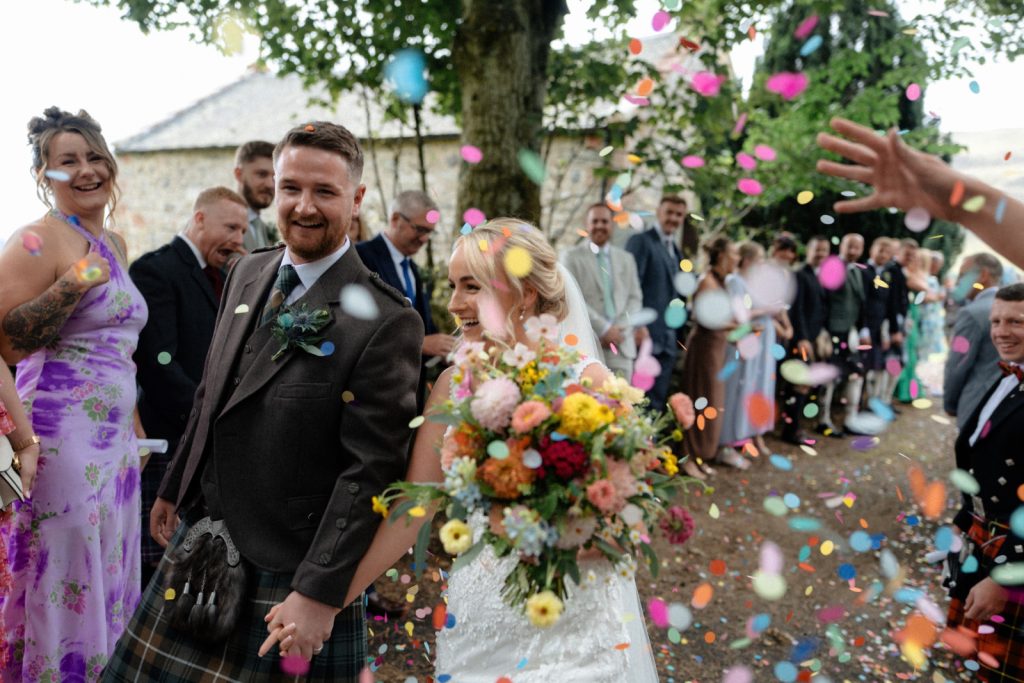 confetti shower at wedding