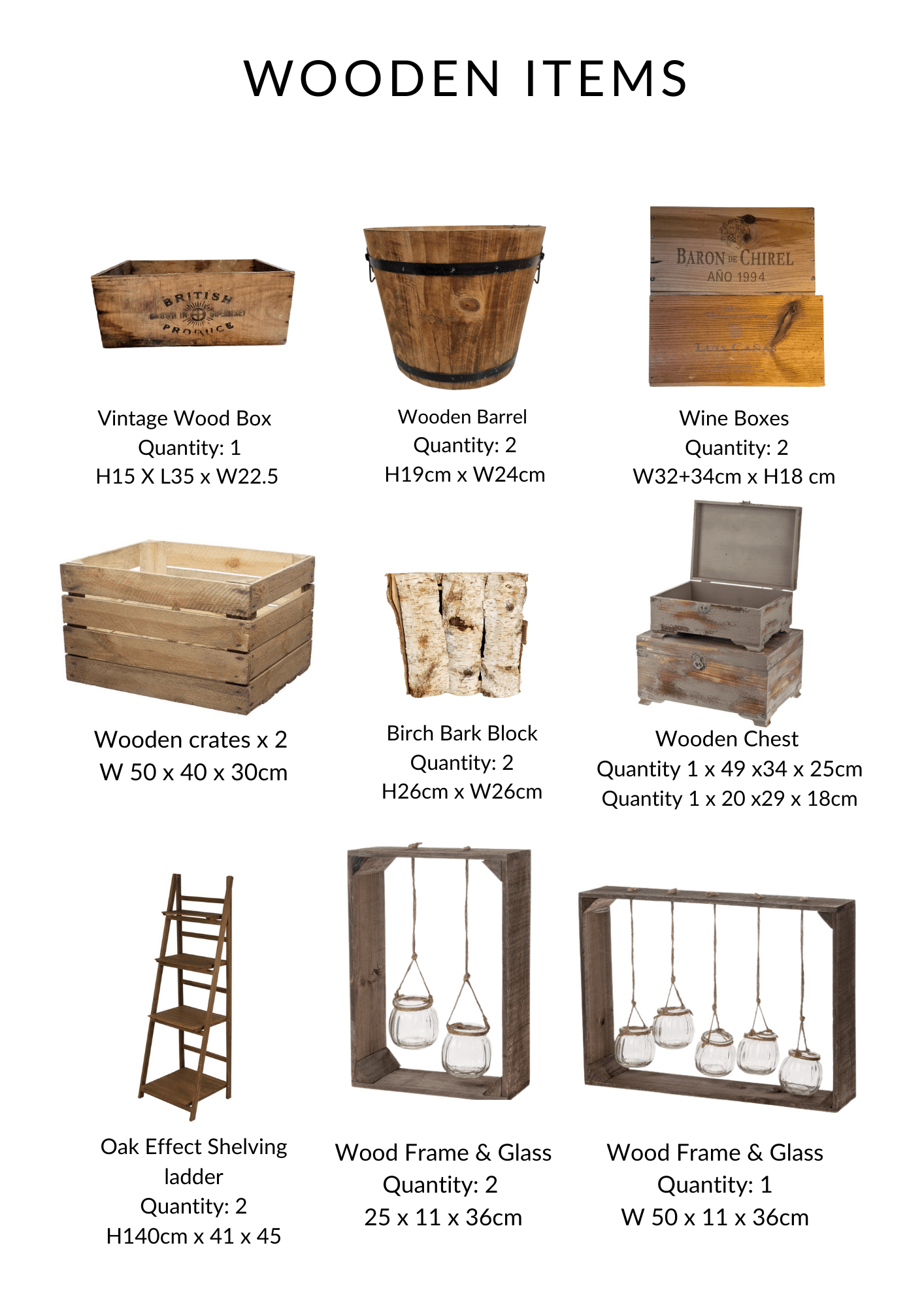 Styling Items + Hire Collection Wooden Items