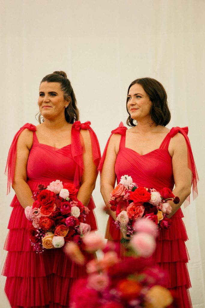 A bright pink and colourful wedding at Kinnettles Castle