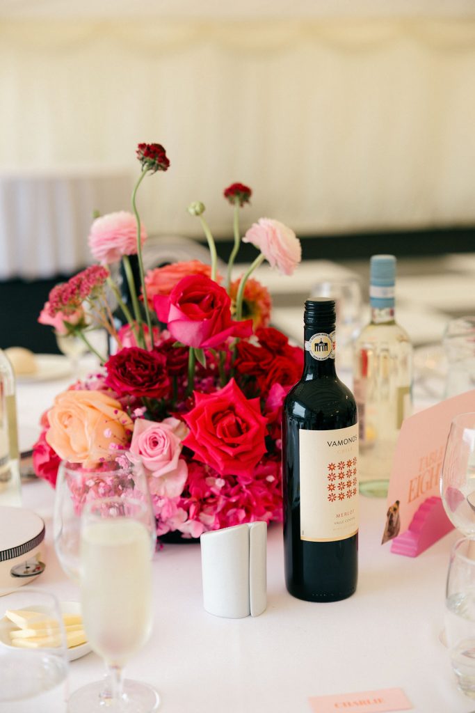 A bright pink and colourful wedding at Kinnettles Castle