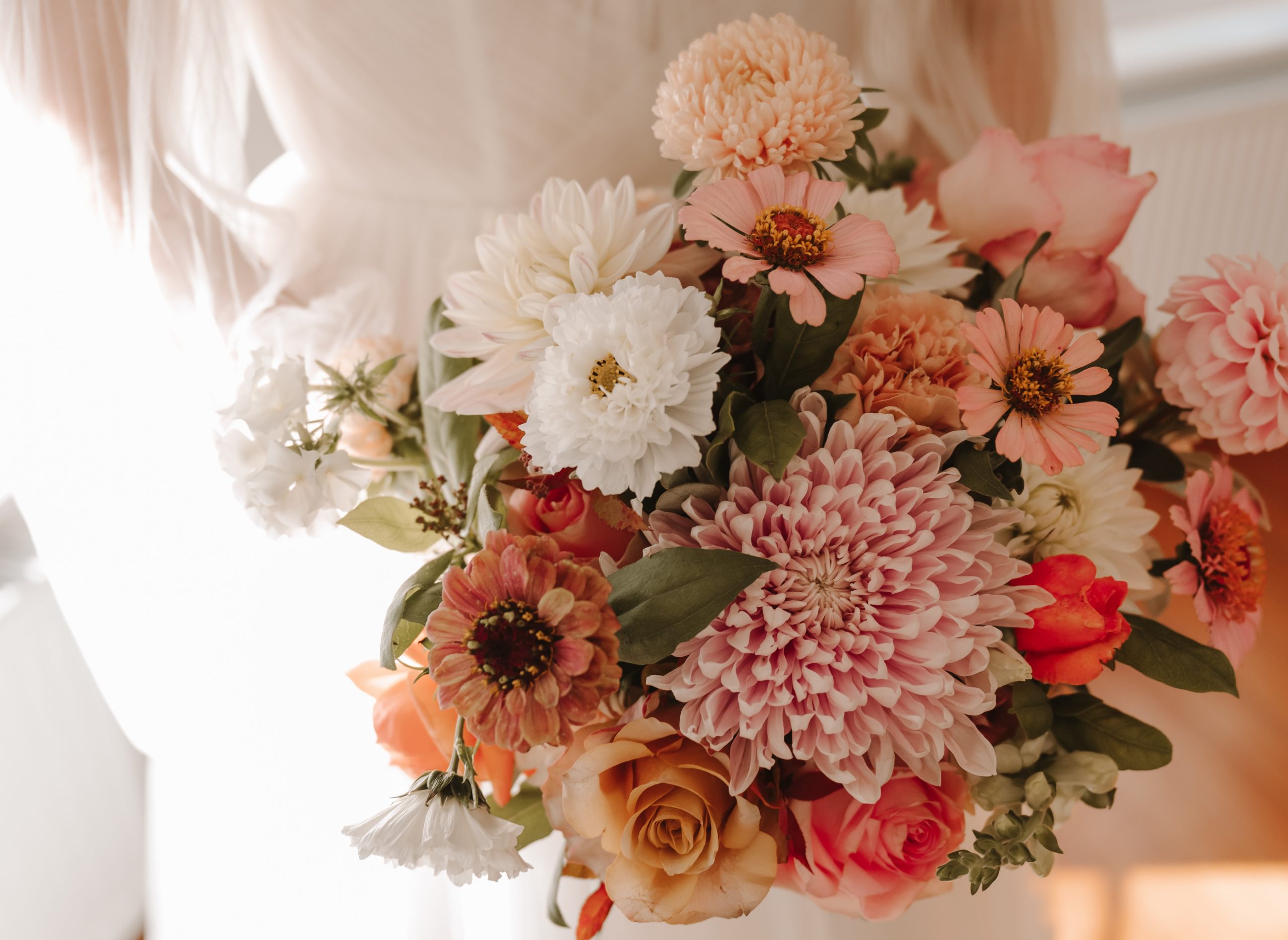 garden inspired brides bouquet created by Fraoch Floral Design. Wedding at Carlogie House, Angus wedding florist